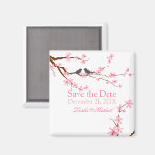 PixDezines Cherry Blossom+love bird Magneet (Voorkant / Achterkant)