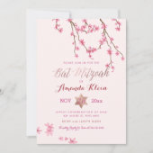 PixDezines Cherry Blossom Mitzvah Kaart (Voorkant)