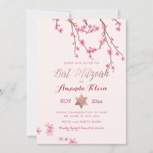 PixDezines Cherry Blossom Mitzvah Kaart