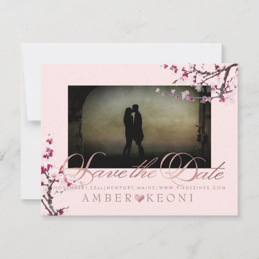 PixDezines Cherry Blossom sparen de Datum Save The Date (Voorkant)