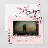 PixDezines Cherry Blossom sparen de Datum Save The Date (Voorkant / Achterkant)