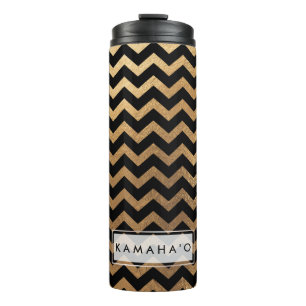 PixDezines Chevron/Faux Metallic Gold Thermosbeker