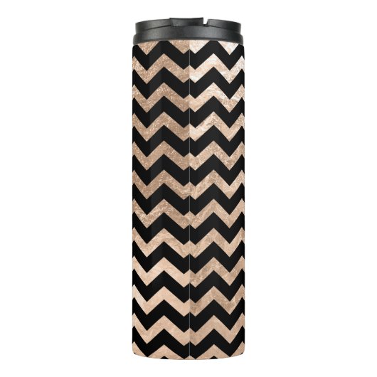 PixDezines Chevron/Faux Metallic Roos Gold Thermosbeker (Achterkant)