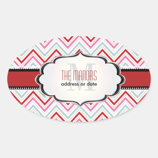 PixDezines Chevron/Kerst/DIY kleuren Ovale Sticker (Voorkant)