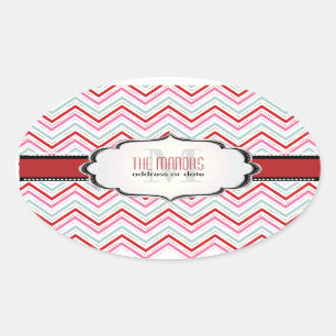 PixDezines Chevron/Kerst/DIY kleuren Ovale Sticker