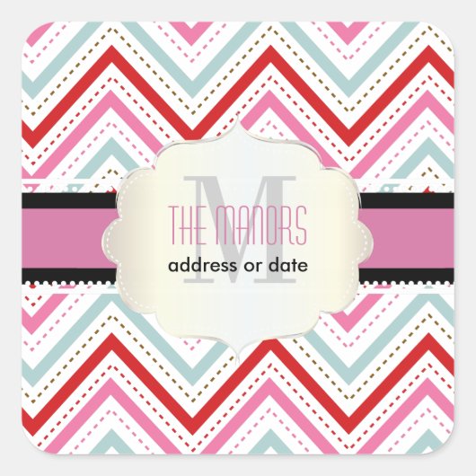 PixDezines Chevron/Kerst/DIY kleuren Vierkante Sticker (Voorkant)