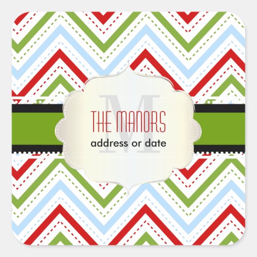 PixDezines Chevron/Kerst/DIY kleuren Vierkante Sticker (Voorkant)