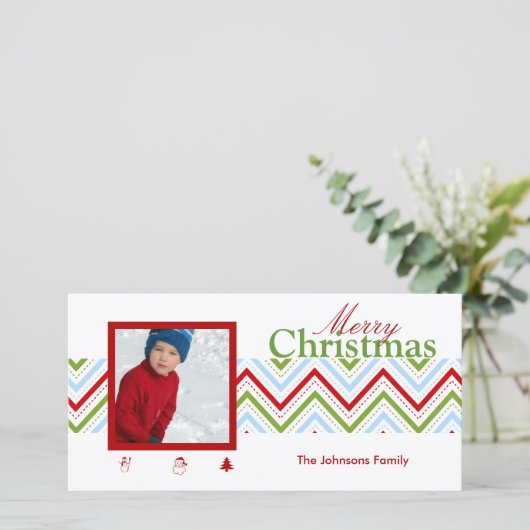 PixDezines Chevron Kerstmis Feestdagenkaart (Staand voorkant)