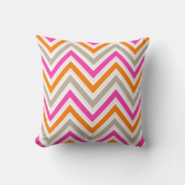 PixDezines chevron roze+sinaasappel/diy achtergron Kussen (Voorkant)