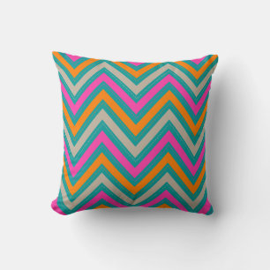 PixDezines chevron roze+sinaasappel/diy achtergron Kussen