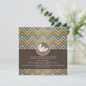 PixDezines chevron/yellow+blauw/baby shower/DIY Kaart (Staand voorkant)