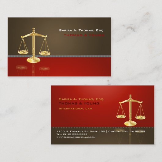 PixDezines CHIC ATTORNEY/BROWN+RED Visitekaartje (Voorkant / Achterkant)