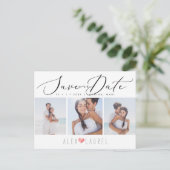 PixDezines Chic Elegant Kalligrafie Opslaan Datum Briefkaart (Staand voorkant)