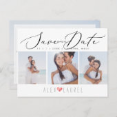 PixDezines Chic Elegant Kalligrafie Opslaan Datum Briefkaart (Voorkant / Achterkant)