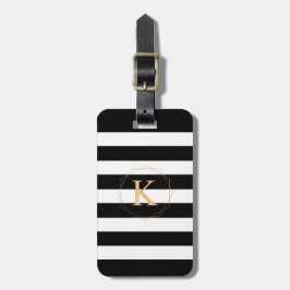 PixDezines CHIC ZWART+WITTE STREPEN /DIY KLEUREN Bagagelabel