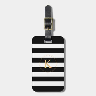 PixDezines CHIC ZWART+WITTE STREPEN /DIY KLEUREN Bagagelabel