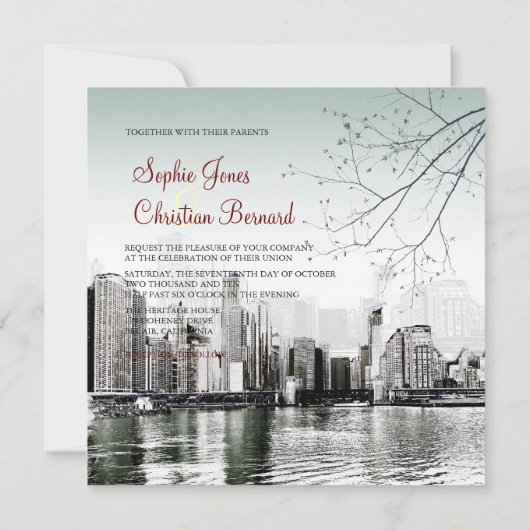 PixDezines Chicago Lakeshore Skyline/uitnodigingen Kaart (Achterkant)