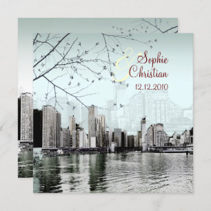 PixDezines Chicago Lakeshore Skyline/uitnodigingen Kaart