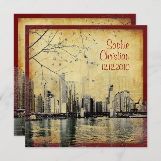 PixDezines Chicago Lakeshore Skyline/uitnodigingen Kaart (Voorkant / Achterkant)