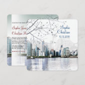 PixDezines Chicago Lakeshore Skyline/uitnodigingen Kaart (Voorkant / Achterkant)