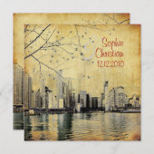 PixDezines Chicago Lakeshore Skyline/uitnodigingen Kaart (Voorkant / Achterkant)