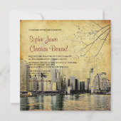 PixDezines Chicago Lakeshore Skyline/uitnodigingen Kaart (Achterkant)