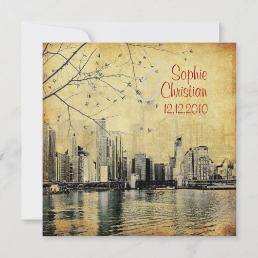 PixDezines Chicago Lakeshore Skyline/uitnodigingen Kaart (Voorkant)