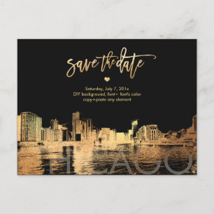 PixDezines/Chicago Save the Date/Faux Gold Aankondigingskaart