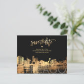PixDezines/Chicago Save the Date/Faux Gold Aankondigingskaart (Staand voorkant)