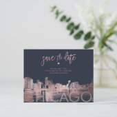 PixDezines/Chicago Save the Date/Faux Roos Gold Aankondigingskaart (Staand voorkant)
