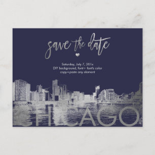 PixDezines/Chicago Save the Date/Nepzilver Aankondigingskaart