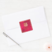 PixDezines chinees dubbel geluk rood + goud Vierkante Sticker (Envelop)