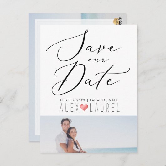 PixDezines Chique Elegante Kalligrafie Bewaar onze Briefkaart (Voorkant / Achterkant)