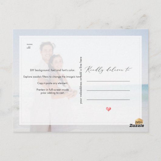 PixDezines Chique Elegante Kalligrafie Bewaar onze Briefkaart (Achterkant)