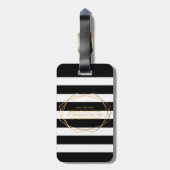 PixDezines CHIQUE ZWART + WIT STREPEN / DIY KLEURE Bagagelabel (Achterkant verticaal)