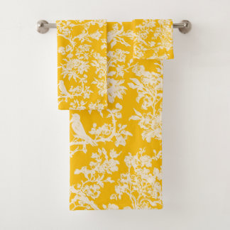PixDezines Citroen Geel Chinoiserie, Vogel Pioenro Bad Handdoek