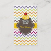 PixDezines citroen wervelt cupcake + chevron Visitekaartje (Voorkant)