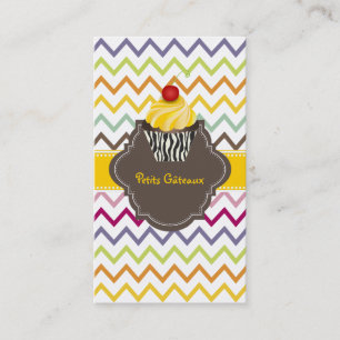 PixDezines citroen wervelt cupcake + chevron Visitekaartje