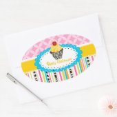 PixDezines citroenwervelingen cupcake/DIY kleur Ovale Sticker (Envelop)
