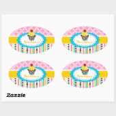 PixDezines citroenwervelingen cupcake/DIY kleur Ovale Sticker (Vel)