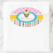 PixDezines citroenwervelingen cupcake/DIY kleur Ovale Sticker (Tas)