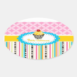 PixDezines citroenwervelingen cupcake/DIY kleur Ovale Sticker