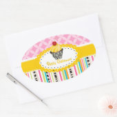 PixDezines citroenwervelingen cupcake/DIY kleur Ovale Sticker (Envelop)