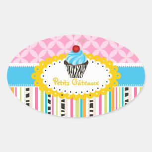 PixDezines citroenwervelingen cupcake/DIY kleur Ovale Sticker