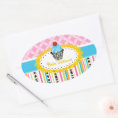 PixDezines citroenwervelingen cupcake/DIY kleur Ovale Sticker (Envelop)