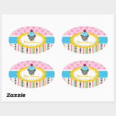 PixDezines citroenwervelingen cupcake/DIY kleur Ovale Sticker (Vel)