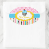 PixDezines citroenwervelingen cupcake/DIY kleur Ovale Sticker (Tas)