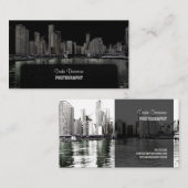 PixDezines City Scape, Lakeshore, Chicago/zwart Visitekaartje (Voorkant / Achterkant)