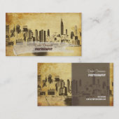 PixDezines City Scape, New York, vintage Visitekaartje (Voorkant / Achterkant)