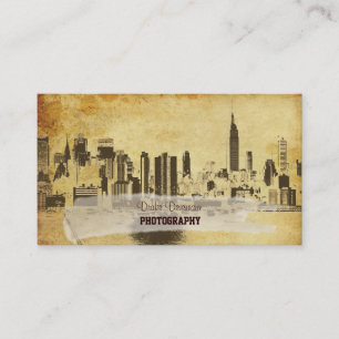 PixDezines City Scape, New York, vintage Visitekaartje